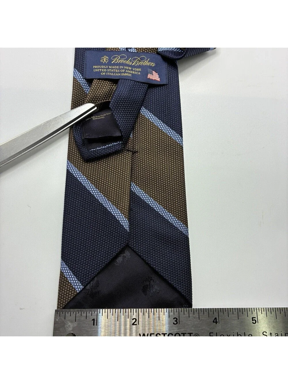 Brooks Brothers Neck Tie Made USA NY Silk Blue Brown Stripe Business 3